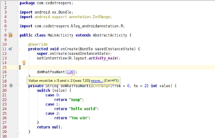 Warning sur un paramètre hors limites